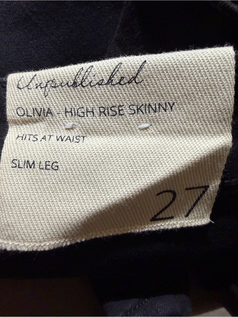 NWT Anthropologie Unpublished Olivia High Rise Black Skinny Jeans Sz 27 - Picture 6 of 7